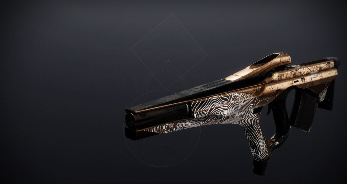 The Sacred Provenance pulse rifle, with wave-like markings and a basic bronze-esque shader.