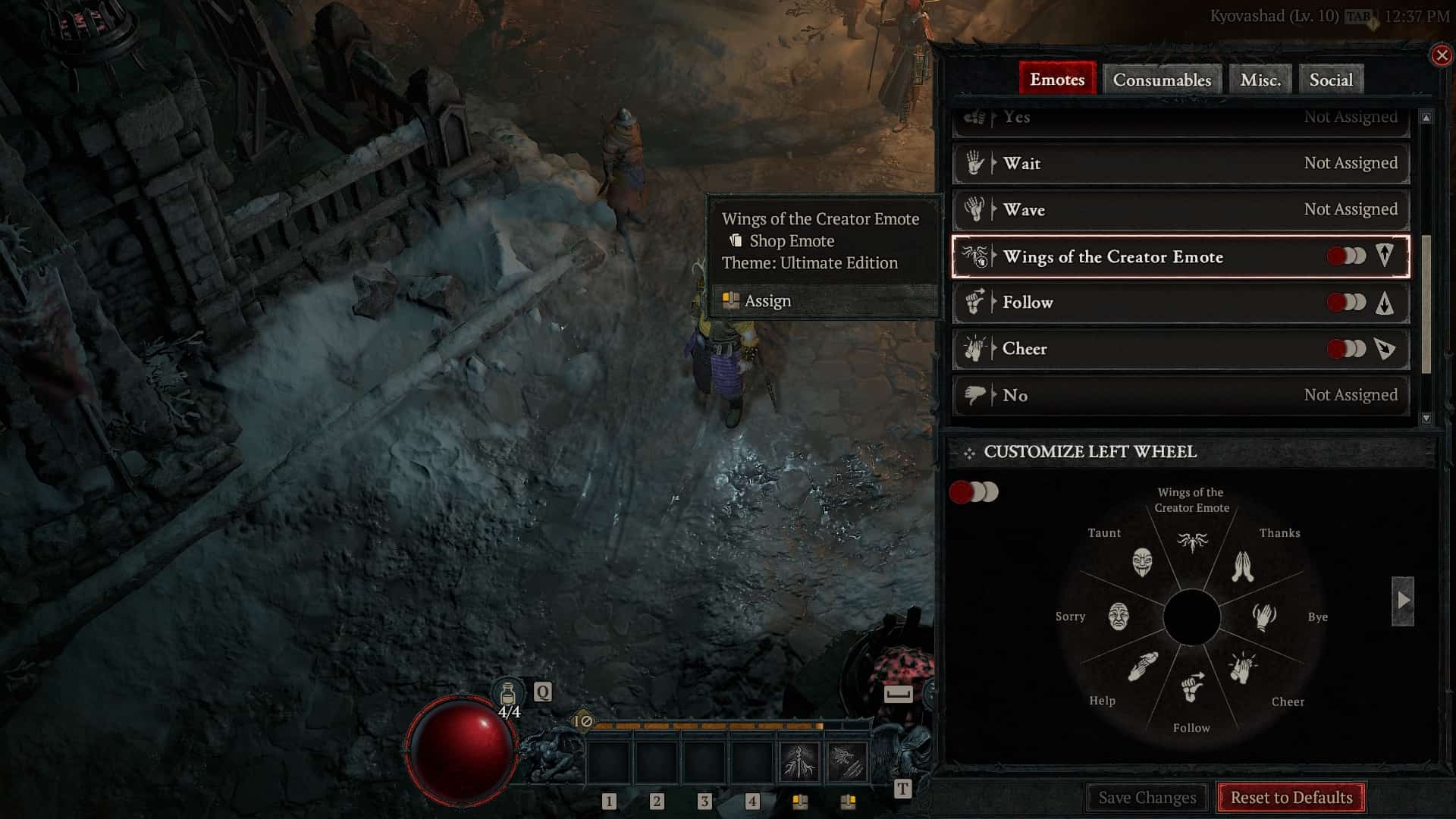 A screenshot of the 'Follow' emote in Diablo 4.