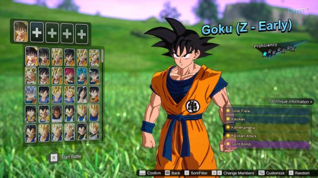 Image showing the revamped character selection screen mod in Dragon Ball Sparking Zero.