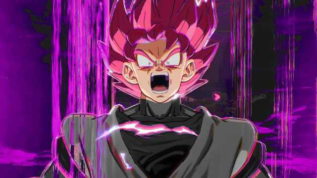 Goku Black transforming to Super Saiyan Rosé form in Dragon Ball Sparking! ZERO