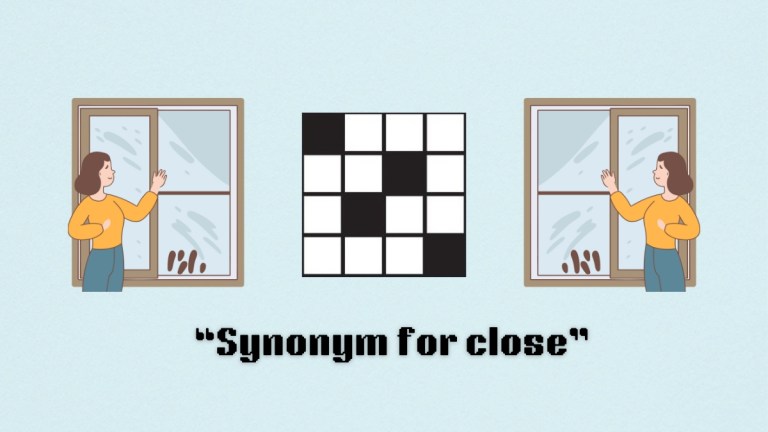 A women close to a closed window above the clue, synonym for close in the nyt mini crossword puzzle.