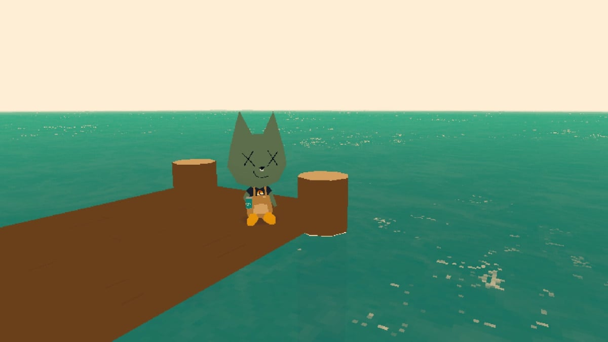 A player on a pier in Webfishing.