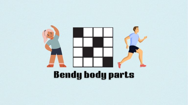 Two people stretching next to the Bendy body parts clue for the NYT Mini Crossword.