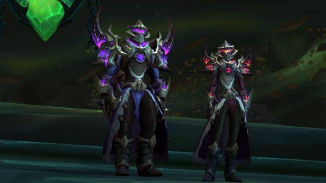Demon Hunter tier sets from new World of Warcraft patch with a space theme.