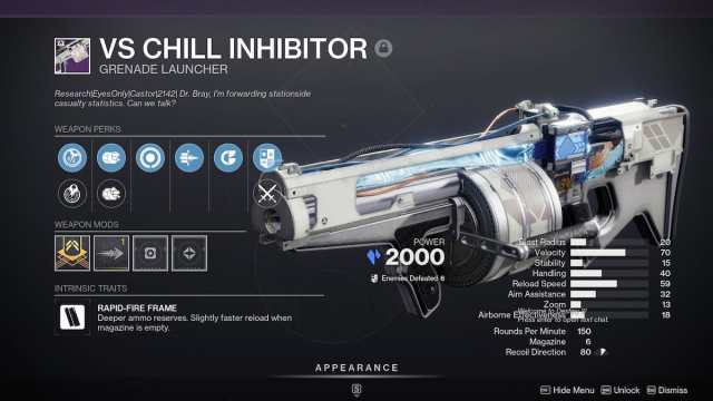 VS Chill Inhibitor overview in Destiny 2