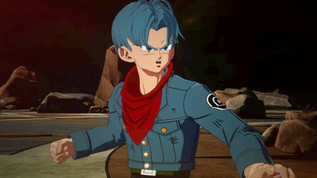 Dragon Ball Sparking Zero Future Trunks branching paths: Trunks is standing in a battle stance during the Universal Tournament.