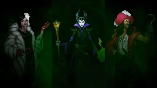 Cruella de Vil, Captain Hook, and Maleficent in Fortnite.