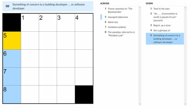 Oct. 11 Mini Crossword puzzle NY Times