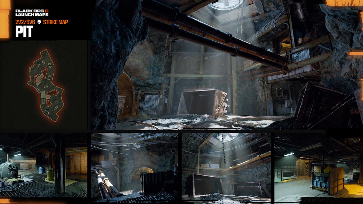 Pit map overview in Black Ops 6. It looks like an old mine shaft.