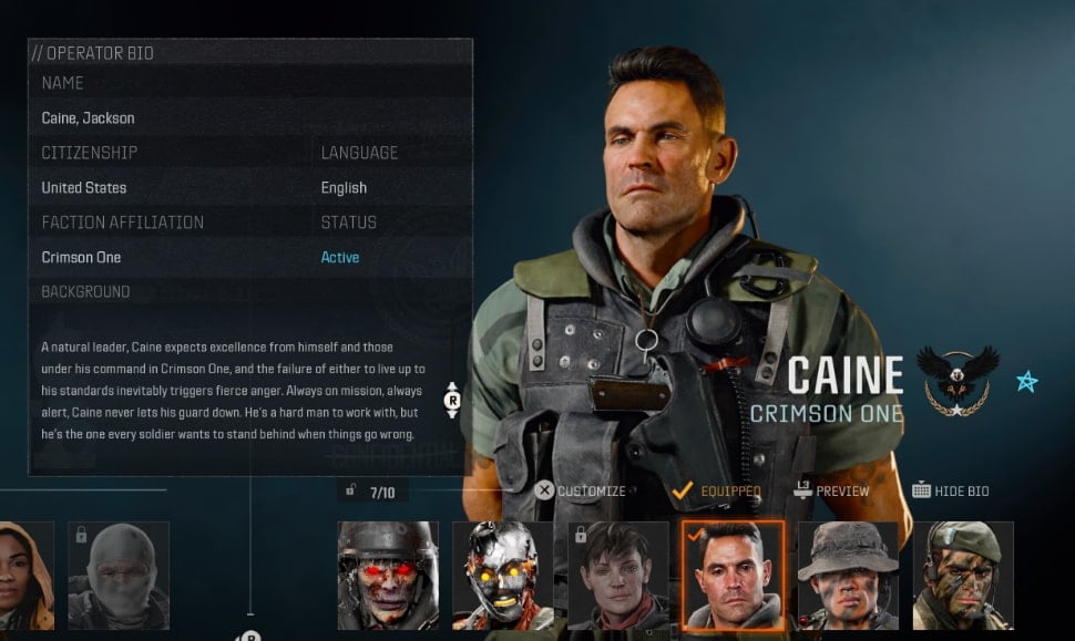 Caine multiplayer operator in BO6 menus