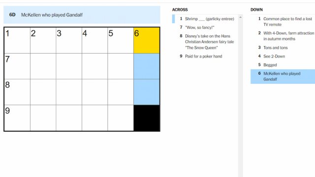 The McKellen who played Gandalf clue on the NYT Mini Crossword.