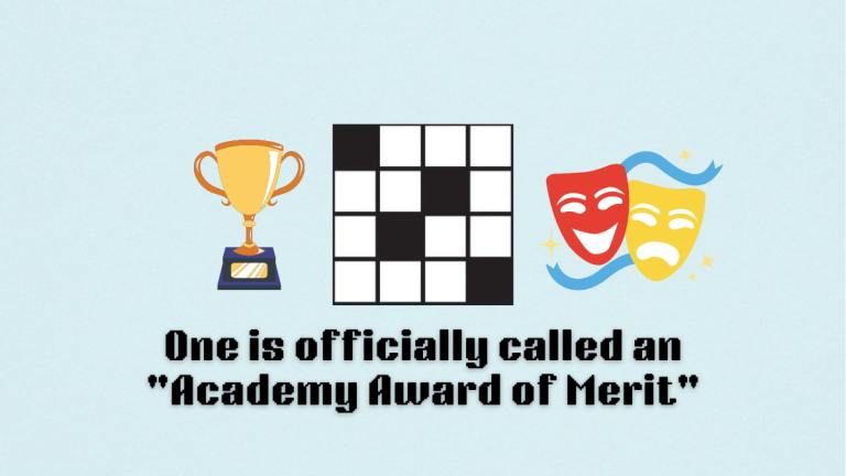 The One is officially called an Academy Award of Merit clue for the NYT Mini Crossword.