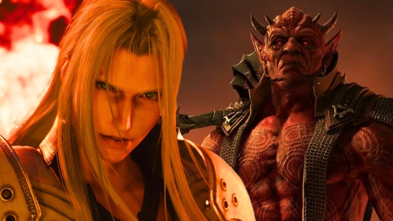 Sephiroth standing next to a demon from Elder Scrolls Online