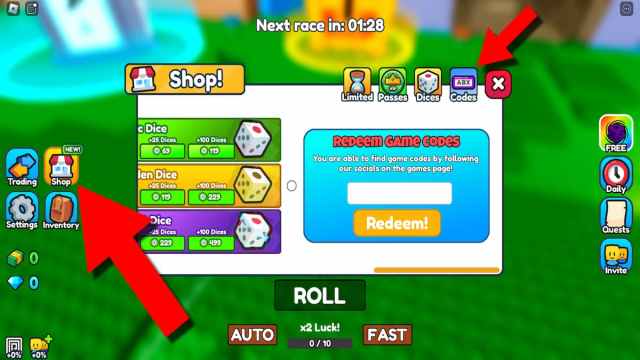 Screenshot of the shop and redemption system in Sneaker RNG.