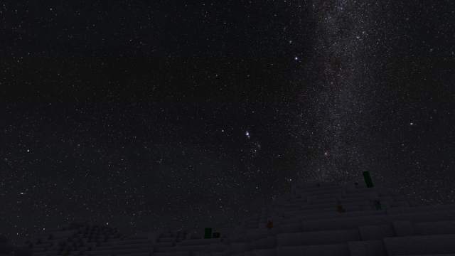 A starry sky in Minecraft.