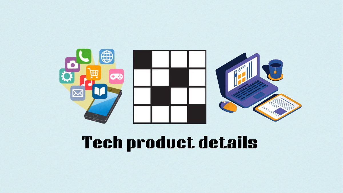 The Tech product details clue for the NYT Mini Crossword with a phone and lots of app icons and a laptop.