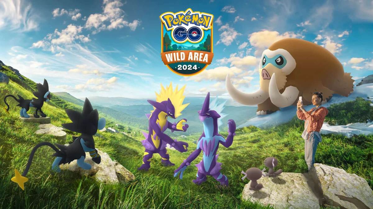 naintic key art for pokemon go wild area global showcasing toxtricity and might pokemon over a hilltop