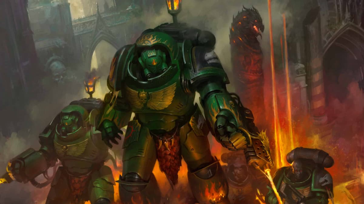 Three green space marines.