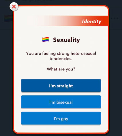 Picture showing the Sexuality box in Alphabet Mafia challenge in Bitlife.