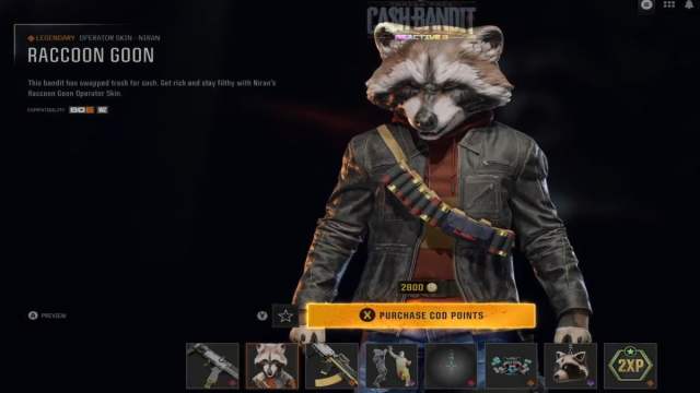 An overview of the Raccoon Goon bundle in the Black Ops 6 store.