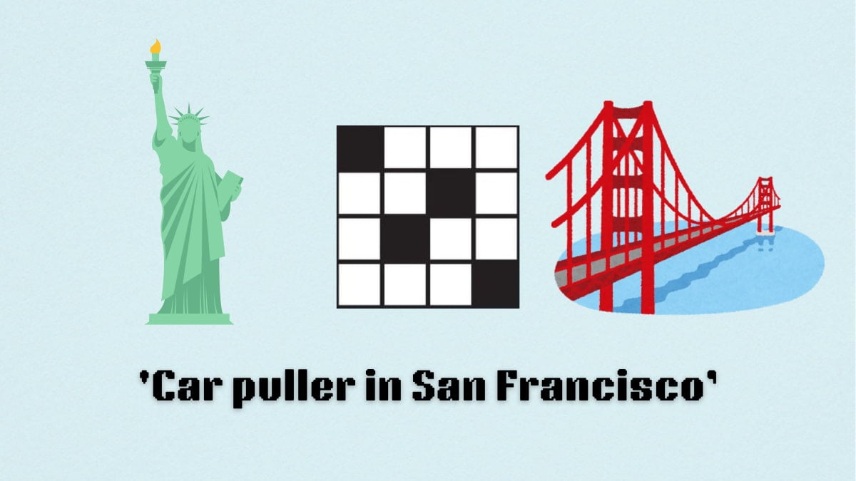 Picture showing the Car puller in San Francisco clue cover in NYT Mini Crossword.