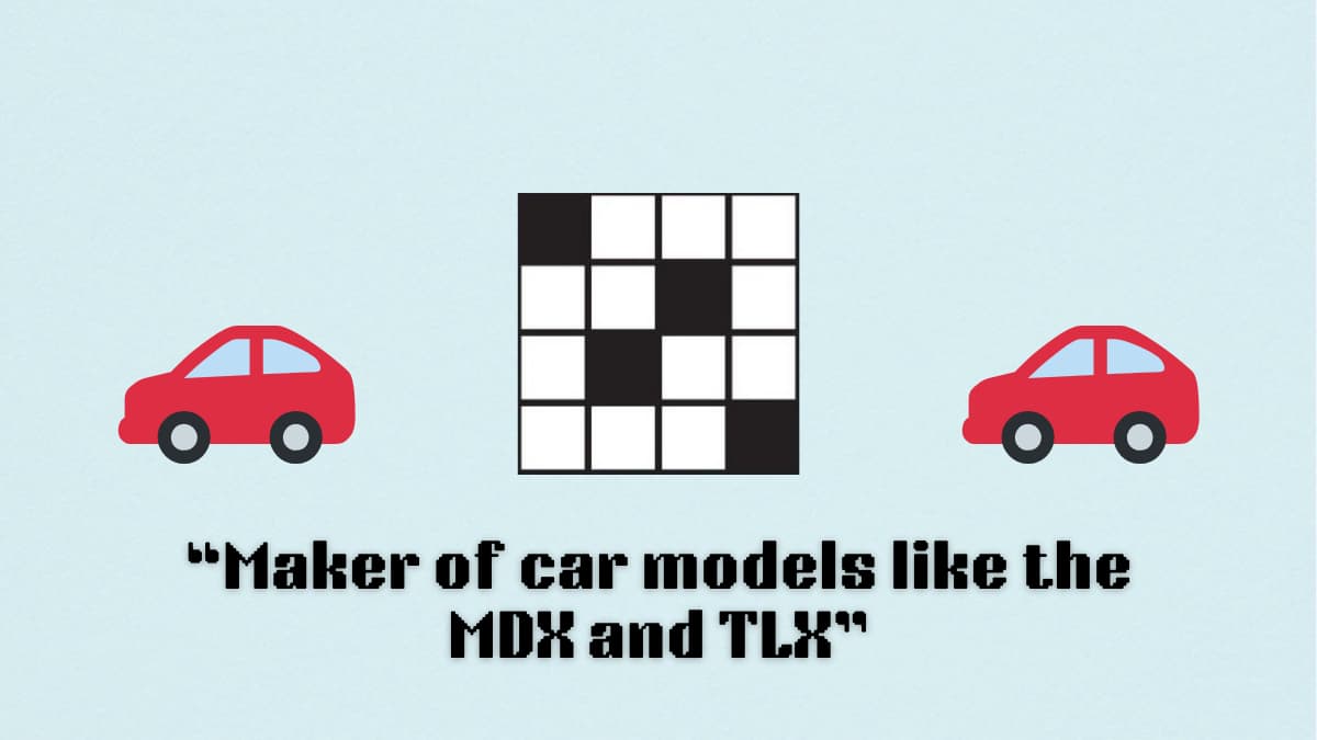 A blank crossword puzzle between two car emojis, above a clue.