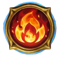 This icon of the Fiery skill in The Bazaar features a bright orange and red flame