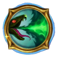 A green snake breathes a flame of poison in The Bazaar. This is the image for the Final Dose skill