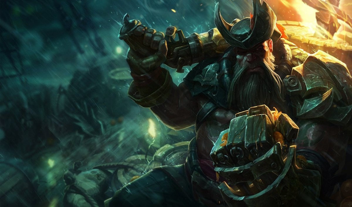 gangplank holding a gun in lol