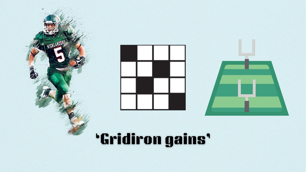 Picture showing the Gridiron gains clue cover in NYT Mini Crossword.