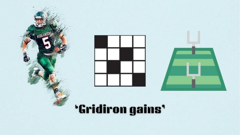 Picture showing the Gridiron gains clue cover in NYT Mini Crossword.