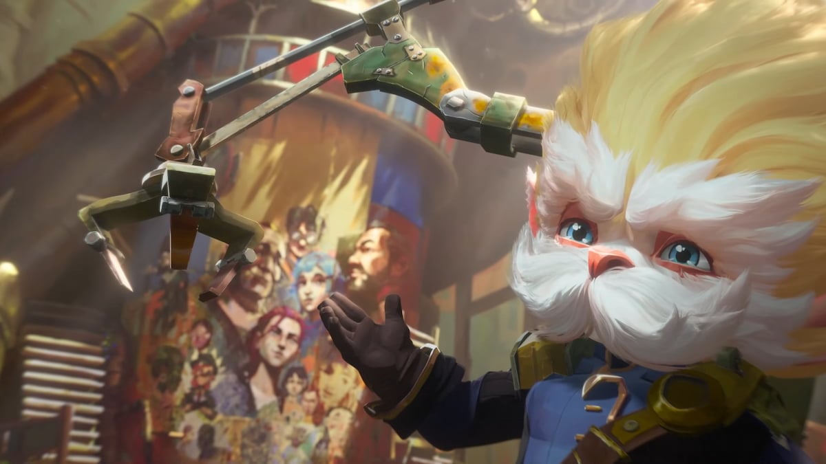 Picture showing Heimerdinger in the firelight camp in Arcane.