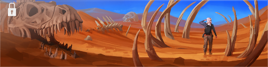 A dinosaur skeleton in a desert in a Black Ops 6 Calling Card