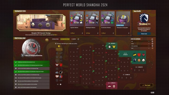 Pick'Ems for Shanghai Major Elimination Stage.