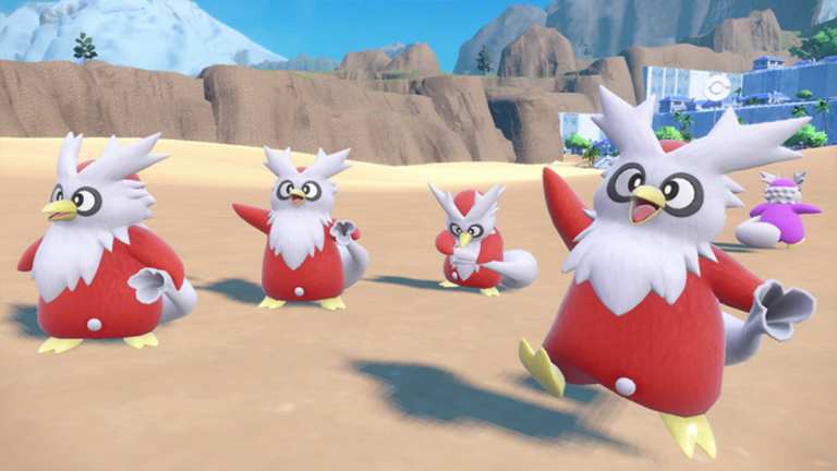 A Mass Outbreak of Delibird in Pokemon Scarlet and Violet.