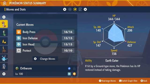 Orthworm's stats and moveset in Pokémon Scarlet and Violet.