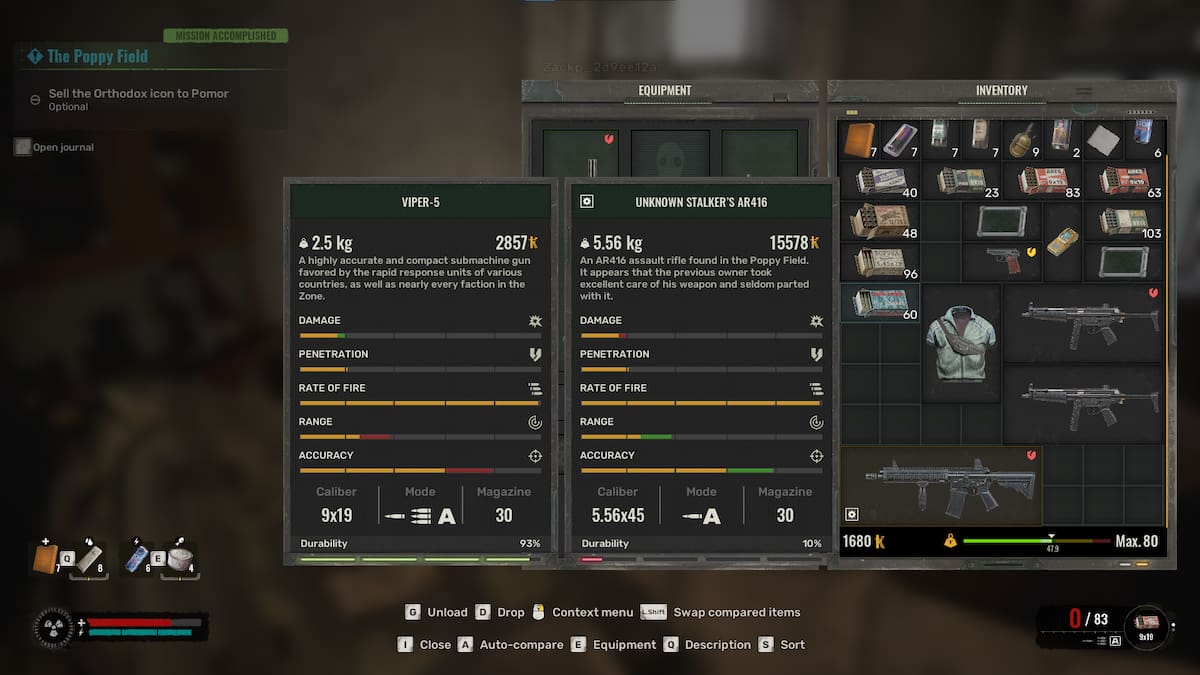 The gun you get from trading with Pomor in STALKER 2's inventory screen.