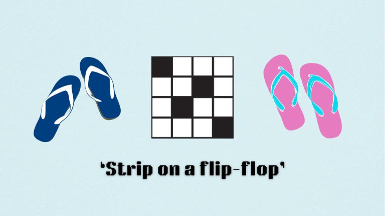 Picture showing the strip on a flip-flop clue cover in NYT Mini Crossword.