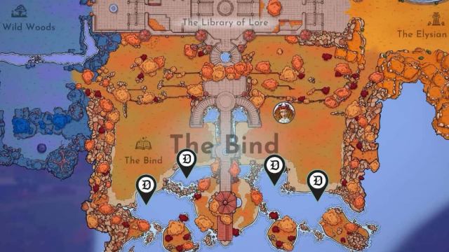 All Sea Grapes locations marked on a map in Disney Dreamlight Valley.
