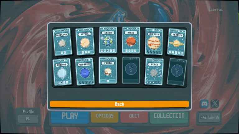 Planet Cards Collection page in Balatro