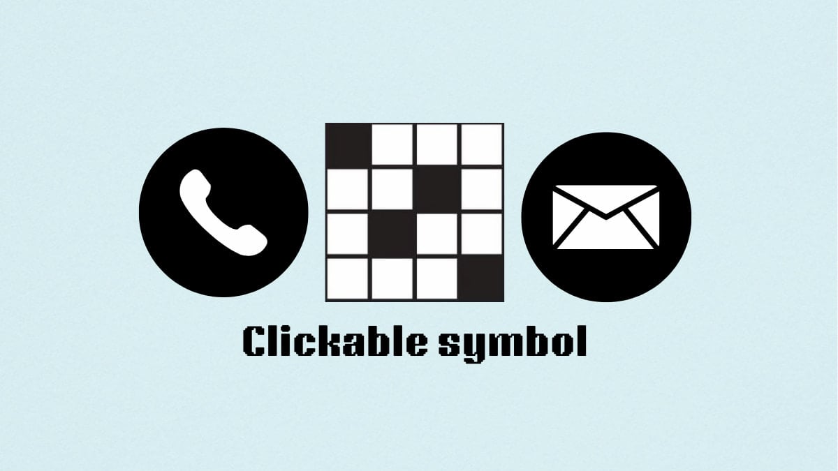 A phone and mail icon by the Clickable symbol clue for the NYT Mini Crossword.