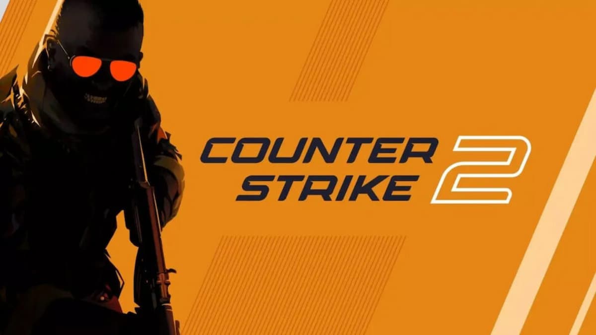 The Counter-Strike 2 logo, with a black silhouette of a man with a rifle.