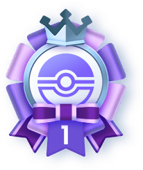 A purple ribbon with a silver crown and outline in Pokemon TCG Pocket.