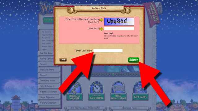 How to redeem Wizard101 codes step 2