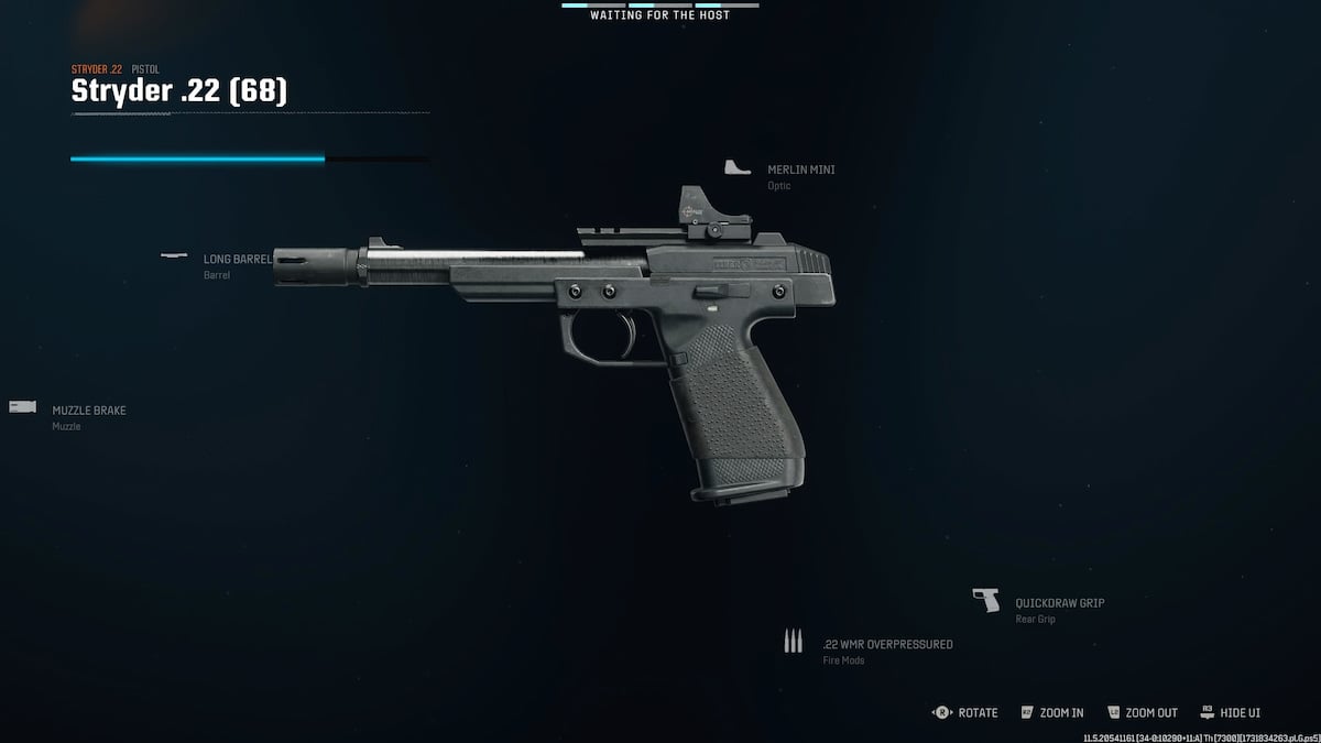 Best Stryder .22 loadout in BO6, featuring a pistol with a long, slim barrel.