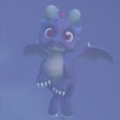 A Purple Baby Dragon in Disney Dreamlight Valley.