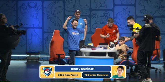 Henry Kuninari winning Pokémon TCG Junior championship at LAIC 2025.