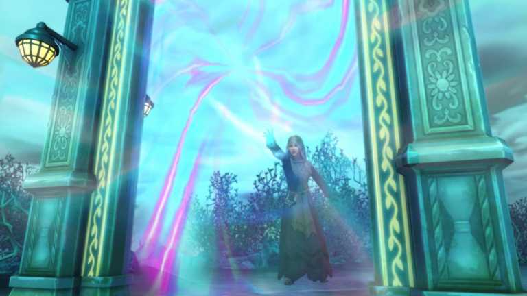 A Reaper sending a soul into a magical glowing portal in The Sims 4 Life & Death.