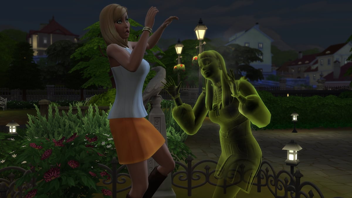 Scaring a Sim as a ghost in The Sims 4 Life & Death.