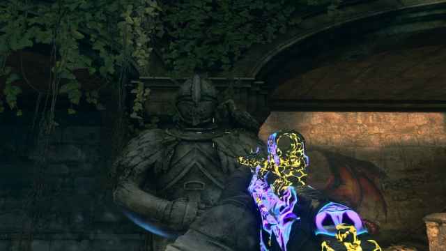 A knight on Cittadelle des Morts in Black Ops 6 with a raven on its shoulder.